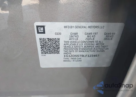 2020 Chevrolet Malibu Fwd Lt from USA, damaged, VIN 1G1ZD5ST9LF123497